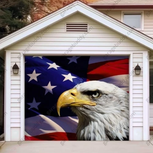 American Bald Eagle & US Flag Garage Door Cover